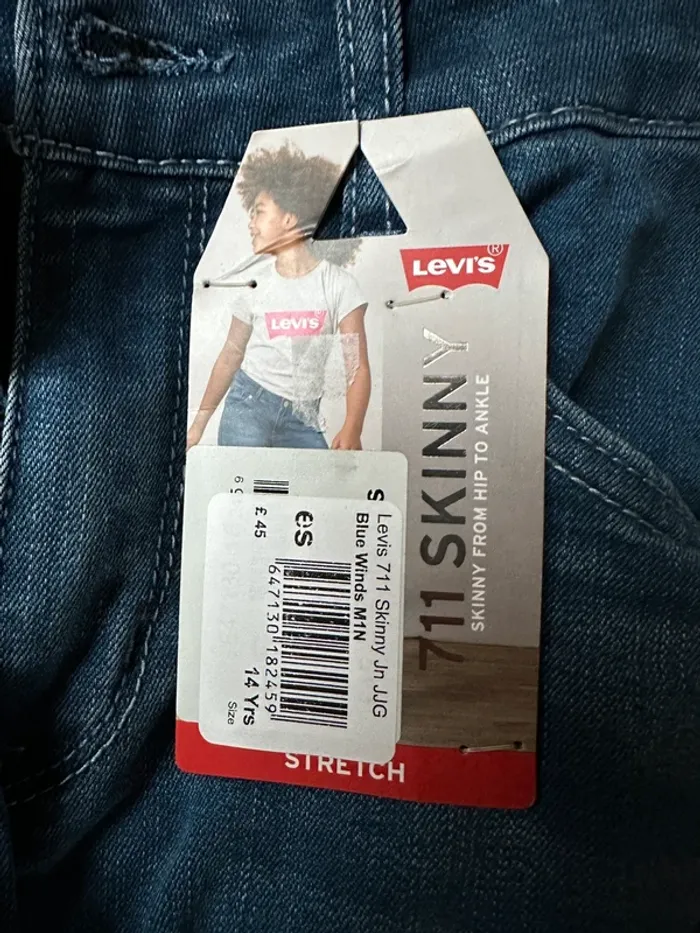 Pantalon Jean Lévis Levi Strauss Levi’s fille 14 ans 158cm Skinny Blue Winds ajustable - photo numéro 4