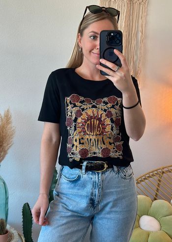 T-shirt noir en coton avec imprimé “Wild Summer”, taille S - Sandro