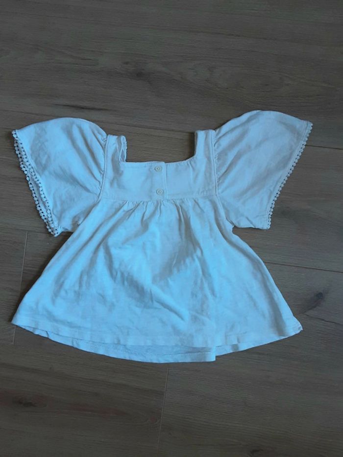 Chemise jersey fleurs brodé creme T. 3 ans neuf - photo numéro 3