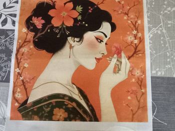 Carré tissu Geisha fleur de cerisier