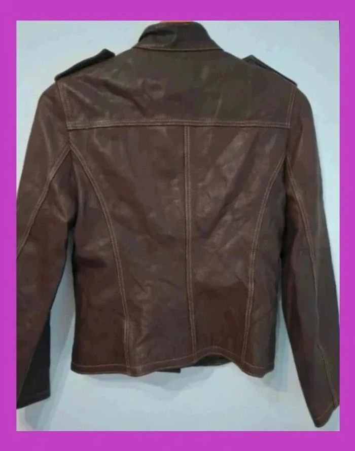 Chaqueta de cuero marrón - photo numéro 2