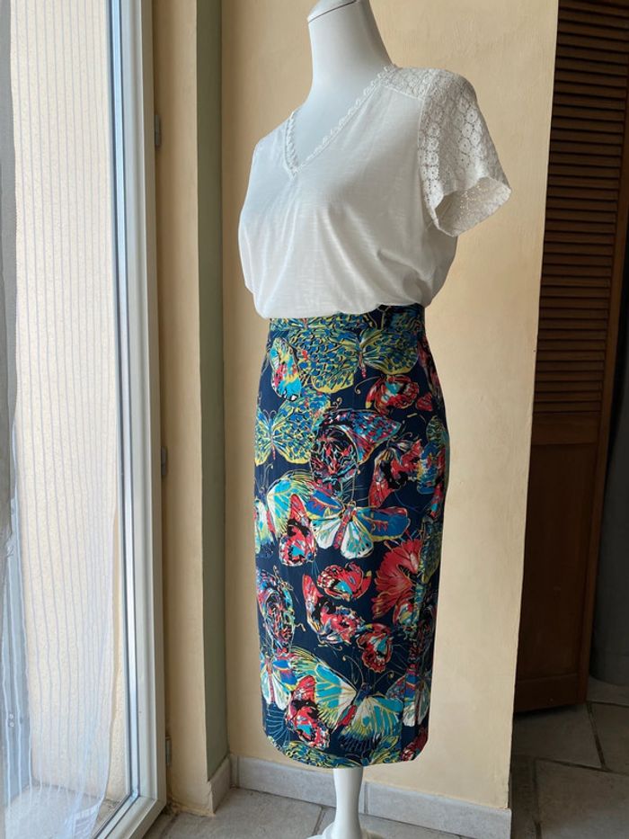 Jupe crayon à motifs papillon multicolore Karen M - photo numéro 7