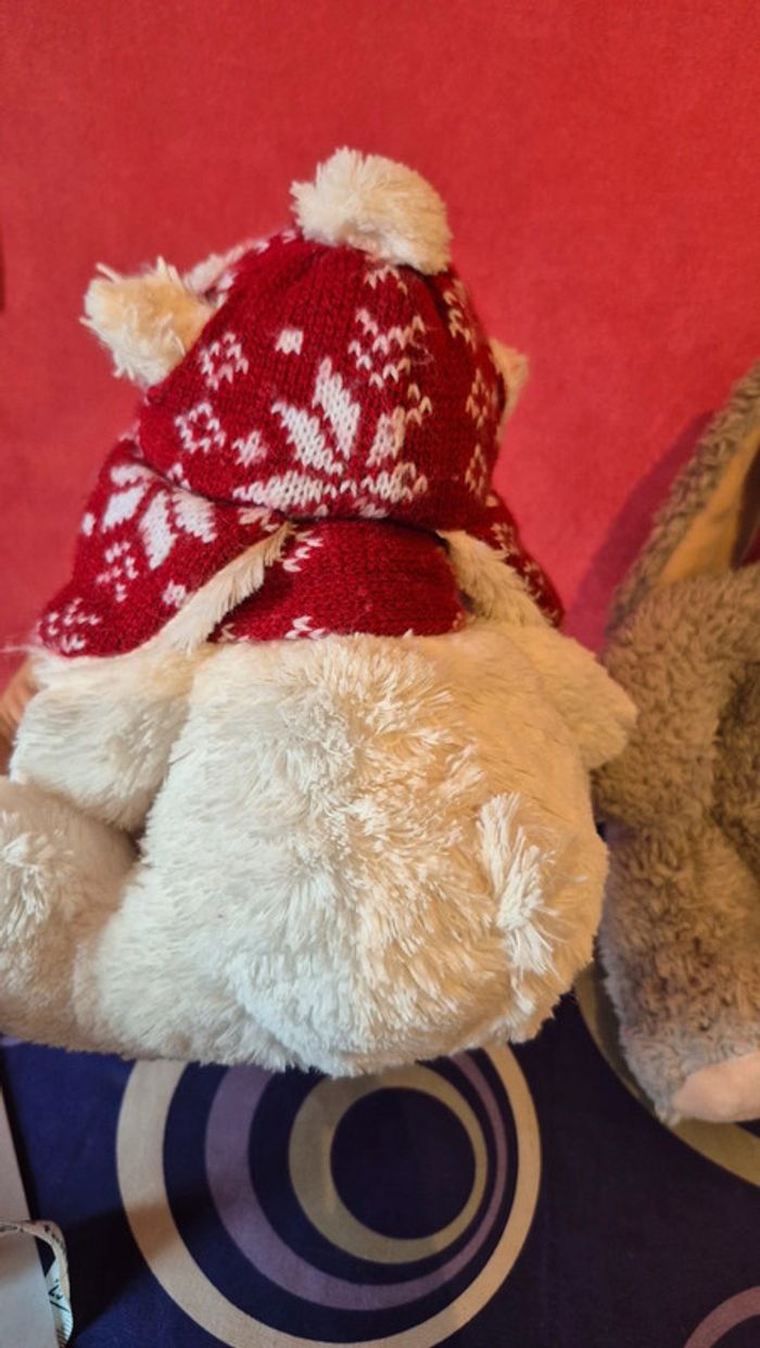 Lot 2 peluche ours et lapin - photo numéro 4