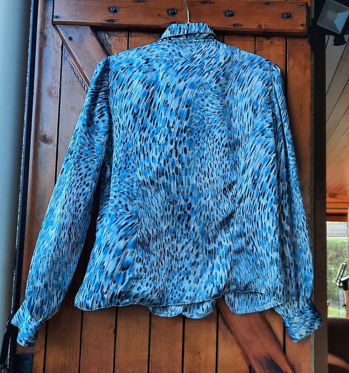 Chemisier bleu vintage, taille 36 - photo numéro 2