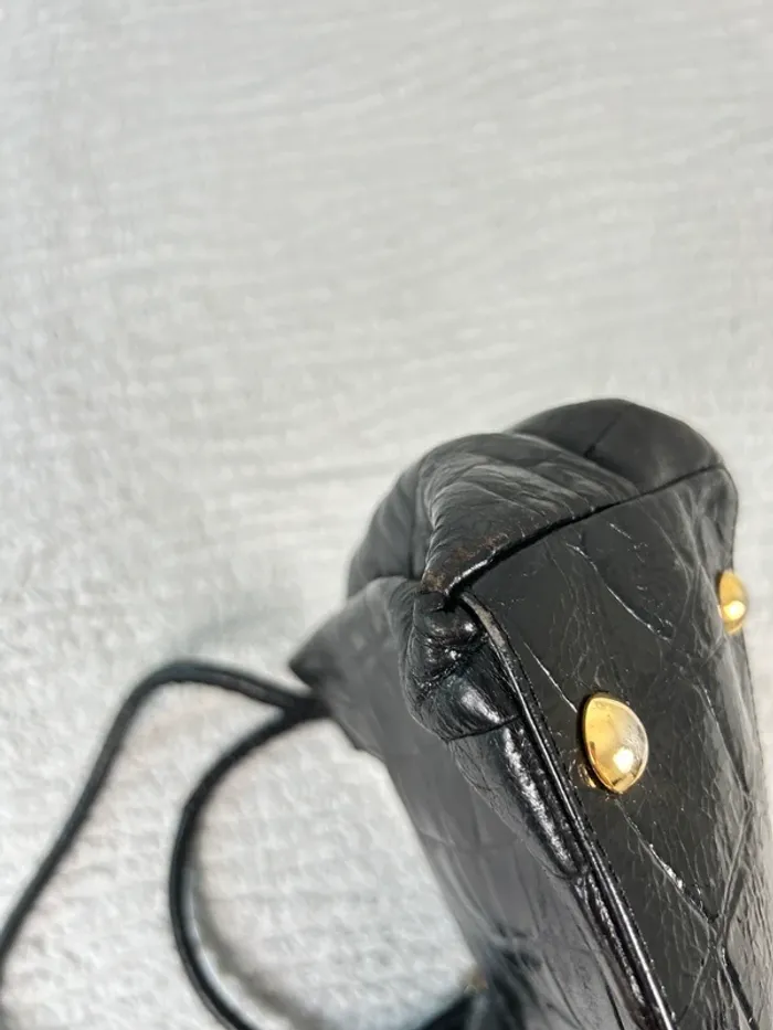Sac à main vintage noir en cuir - photo numéro 4