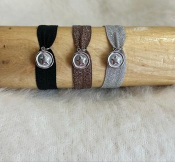 Bracelet tissu pendentif étoile argenté