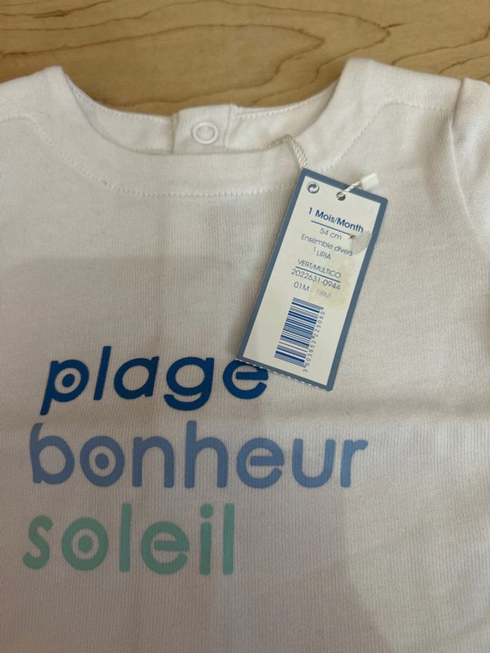 Ensemble short t-shirt Jacadi 1 mois - photo numéro 2