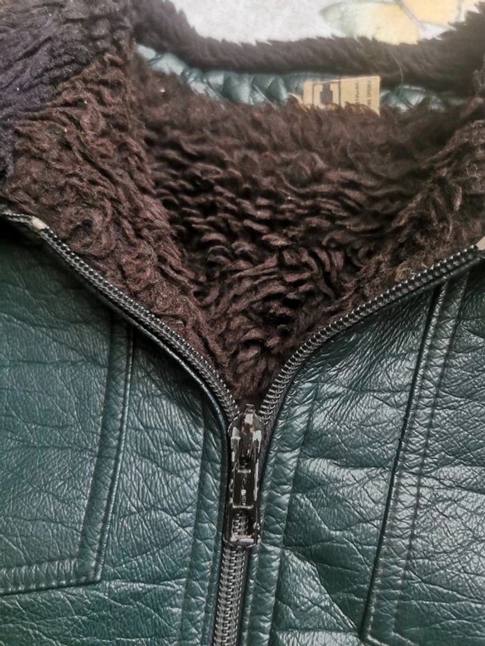 Bombers aviateur cuir enfant vintage vert fonce - photo numéro 5