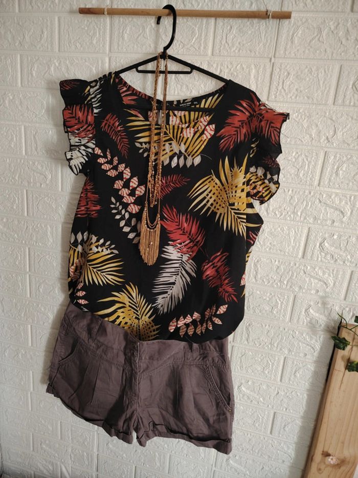 Ensemble short et top tropical - photo numéro 3