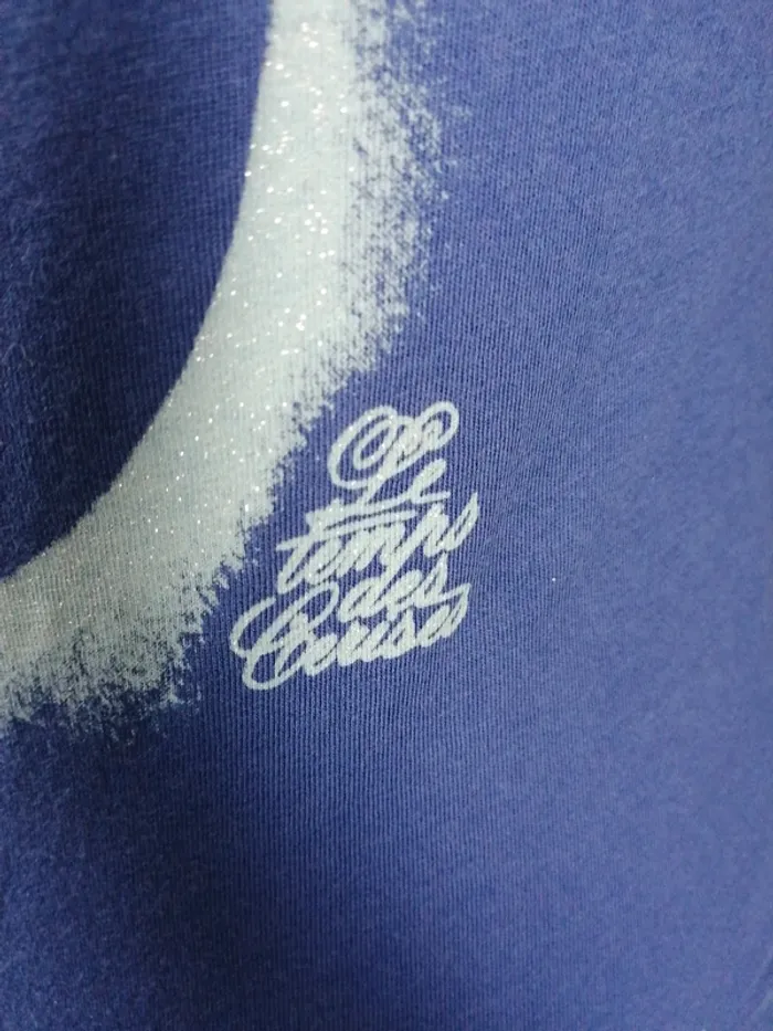 Tee-shirt bleu électrique imprimé cerises dans le dos / le temps des cerises / (XS) - photo numéro 3