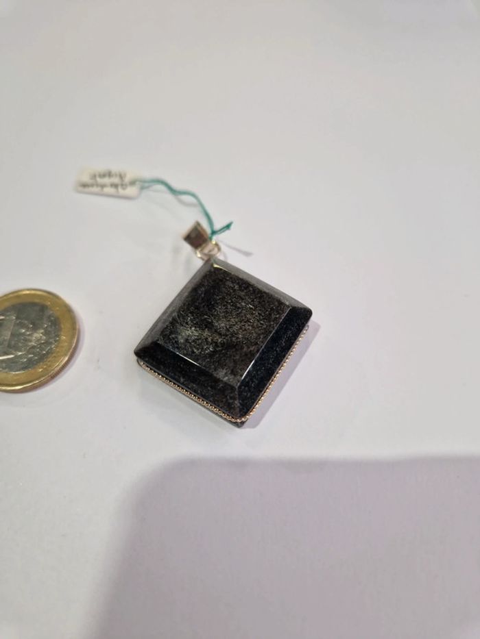 Pendentif obsidienne argentée Mexique - photo numéro 2