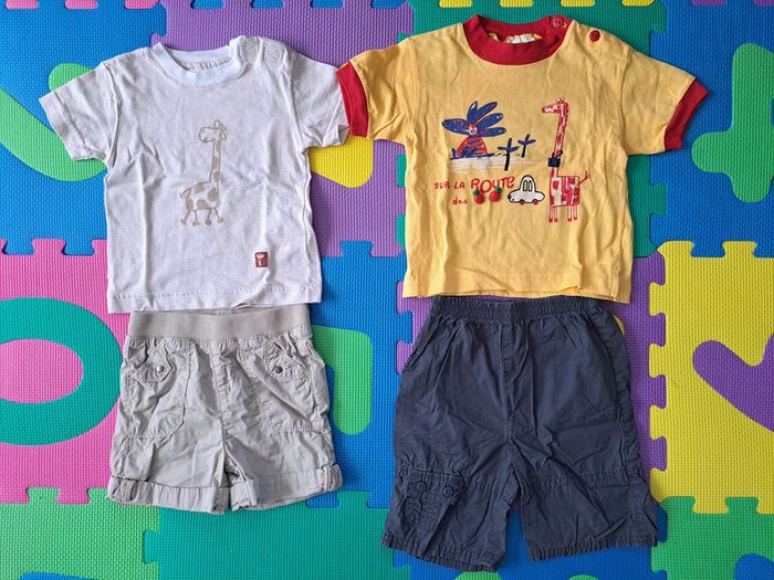 Lot 2 t-shirts + 2shorts 12m