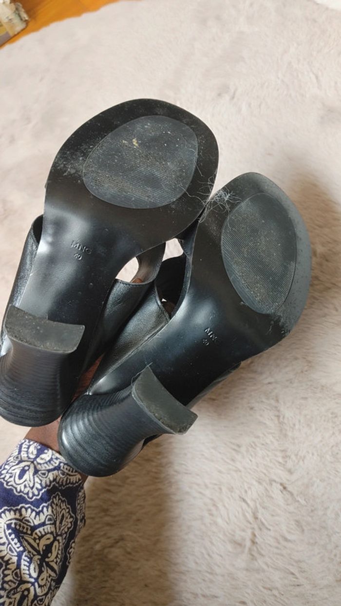 Mule à talon en cuir noir talon 9 cm - photo numéro 5