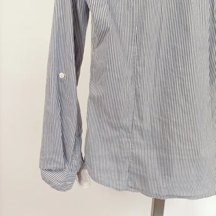 Chemise rayée bleue Happy D. by Damart T.46 coton stretch à col blanc et manches longues A1235 - photo numéro 10