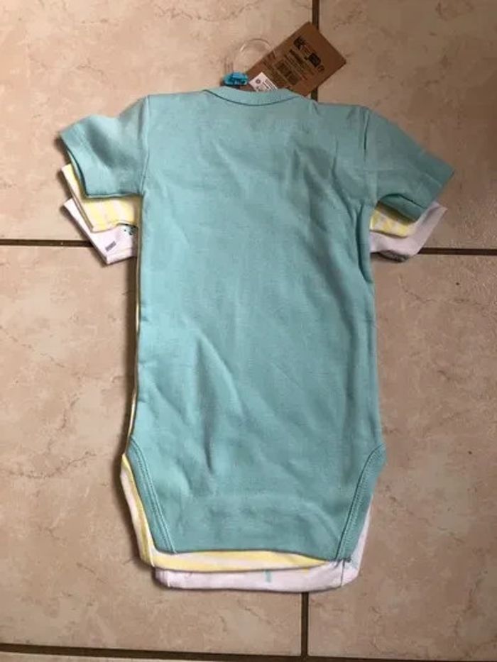 Lot de 3 Bodies manches courtes Sincere coton bio taille 6 mois neufs ds emballage - photo numéro 2