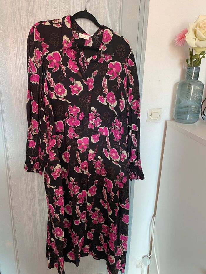Robe longue fleur rose