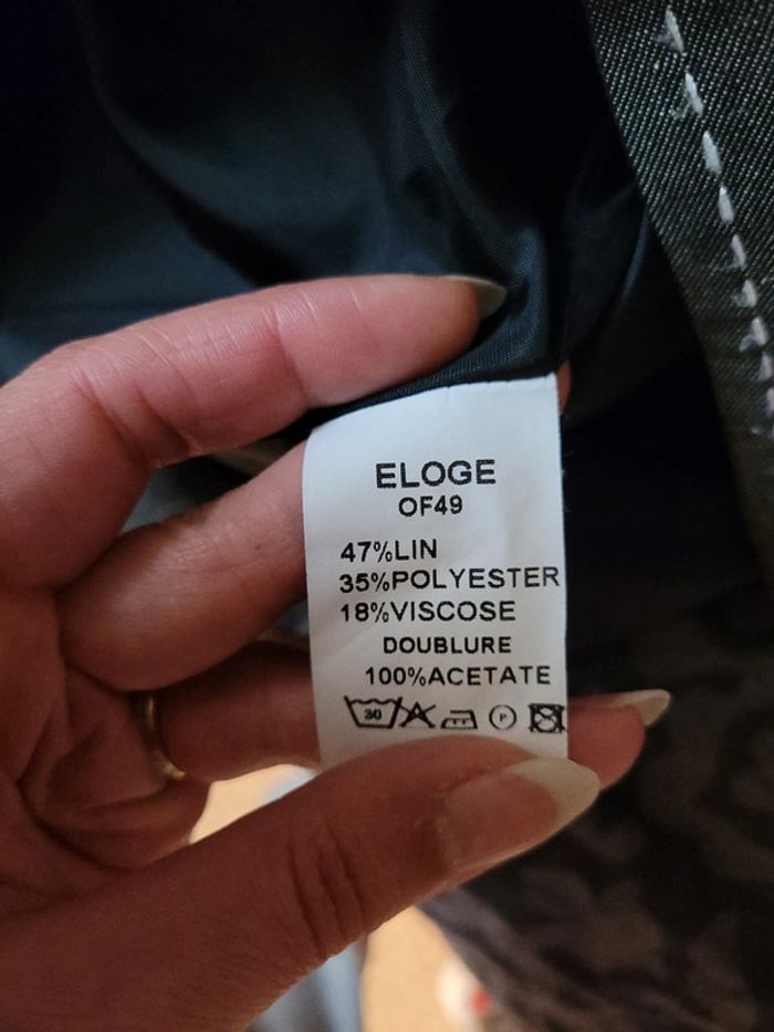 Blazer en lin, gris sur piqûre blanche - photo numéro 8