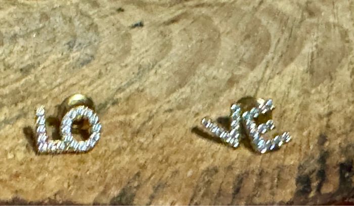 Boucles d’oreilles love acier inoxydable or cristaux - photo numéro 3