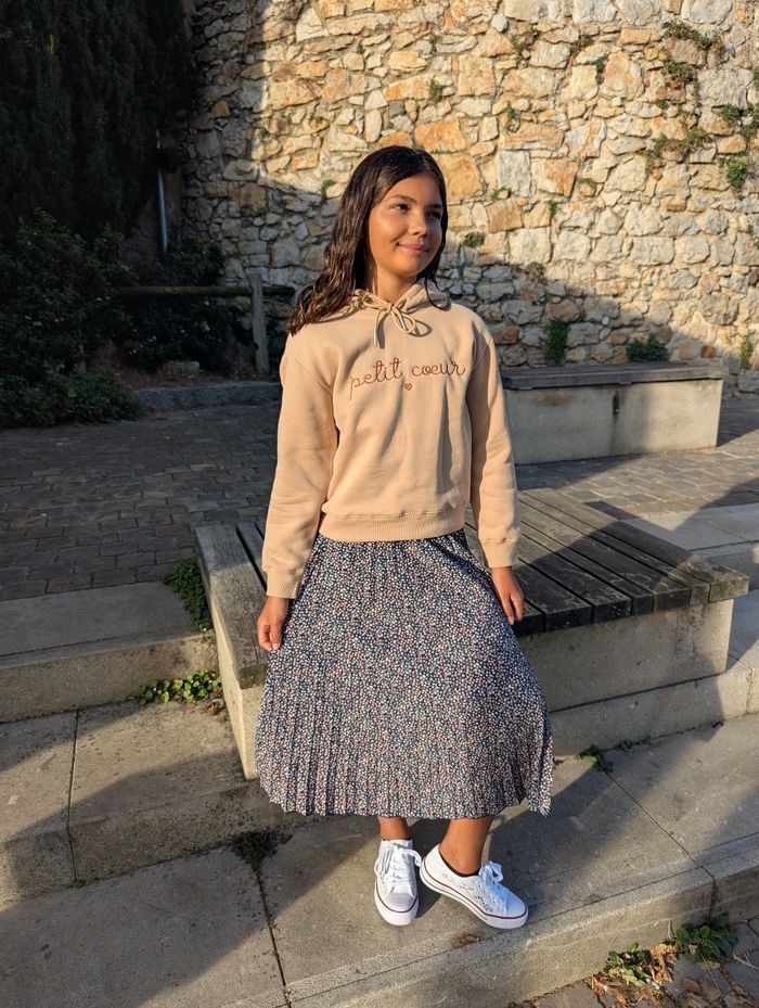 Sweat à capuche Petit Coeur camel Taille 8 ans - photo numéro 5