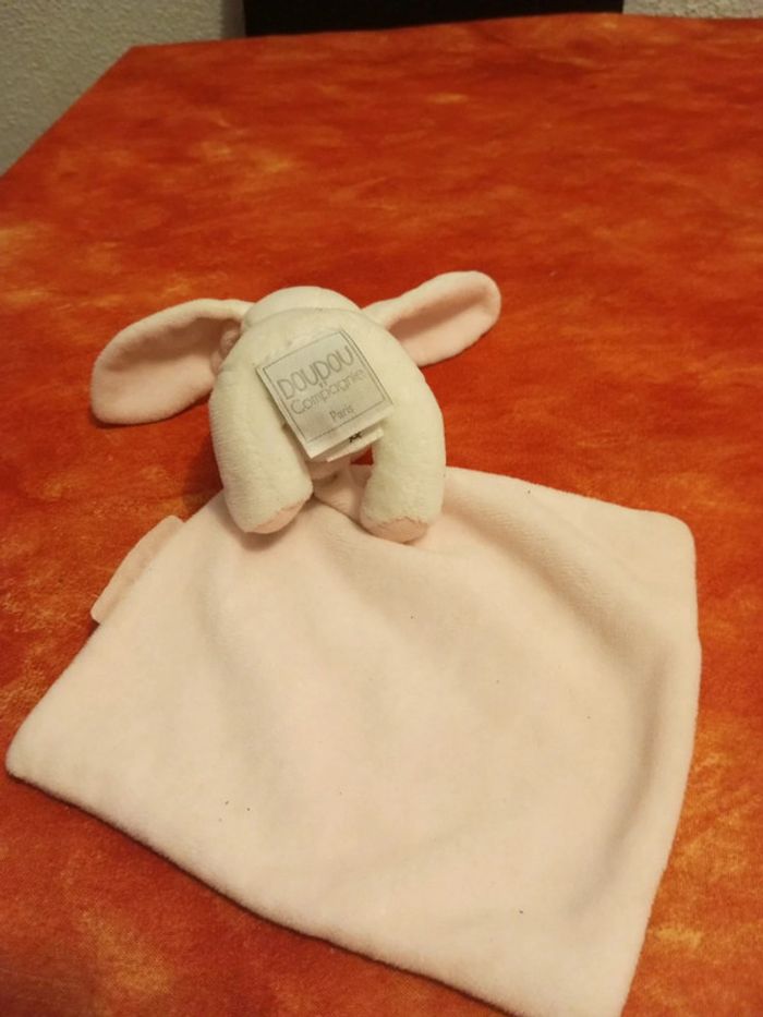 Doudou lapin mouchoir blanc et rose - photo numéro 6
