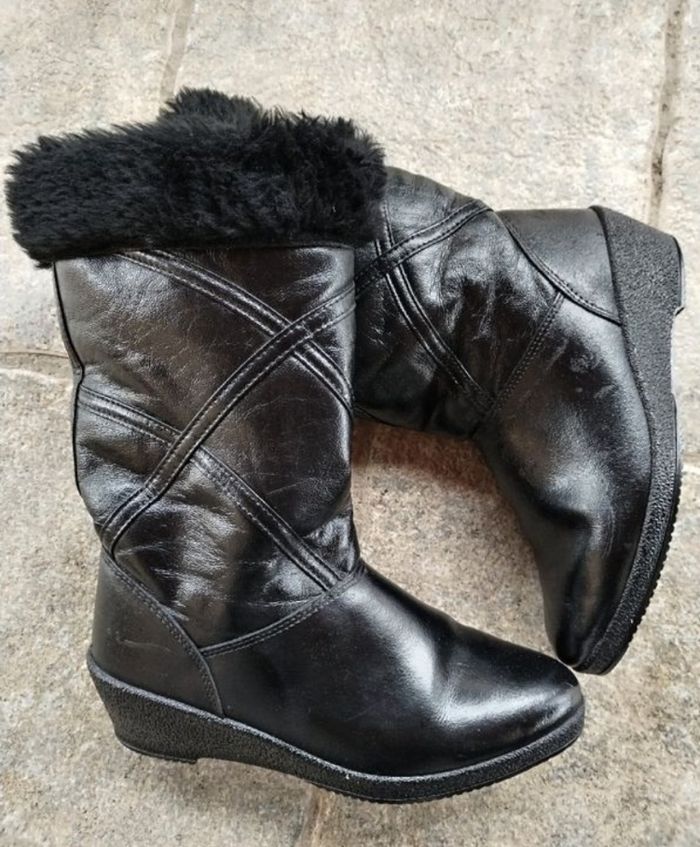 Bottes femme cuir noir fourré - photo numéro 6