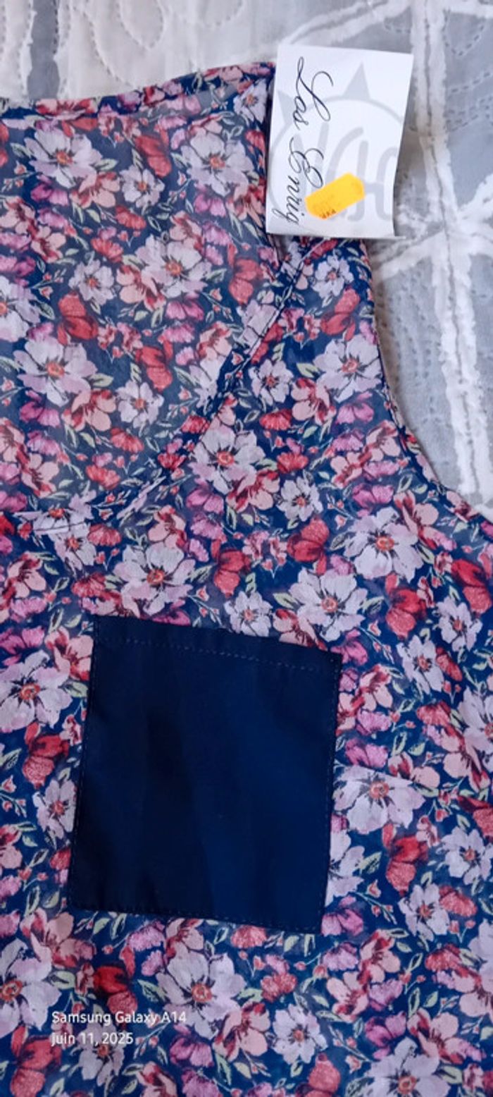 Débardeur long en voile avec poche imprimé fleurs rose femme 36 warehouse - photo numéro 10