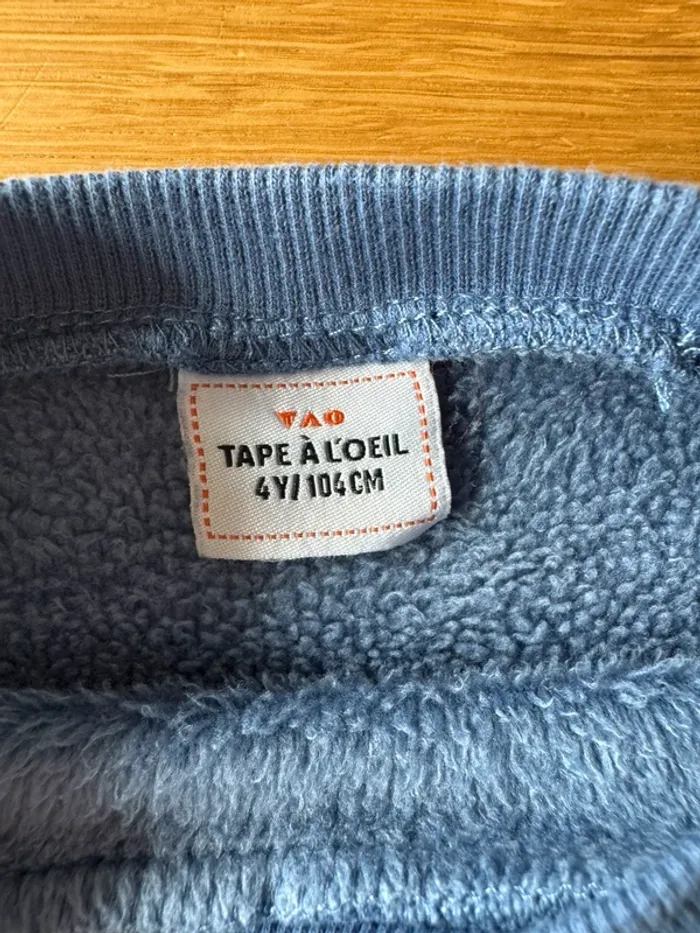 Pyjama molleton et coton 2 pièces ML bleu/blanc avec étoile - Taille 4 Ans - photo numéro 4