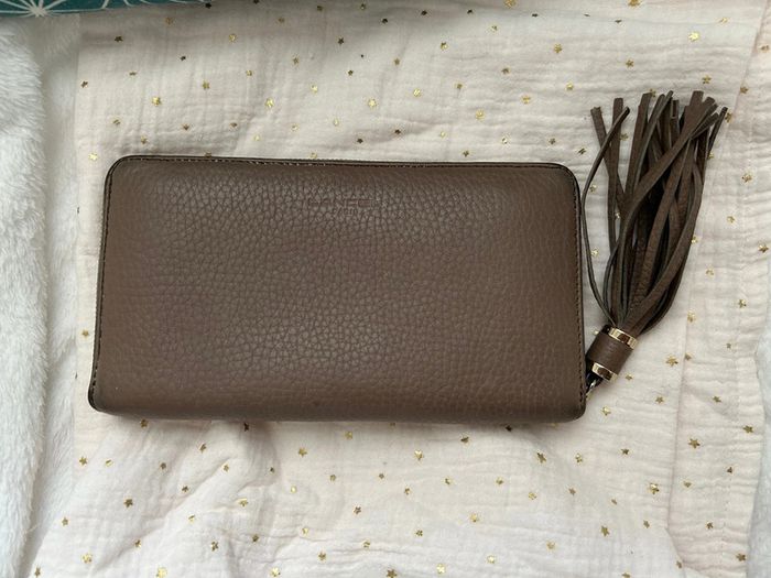 Compagnon Lancel en cuir taupe portefeuille - photo numéro 2