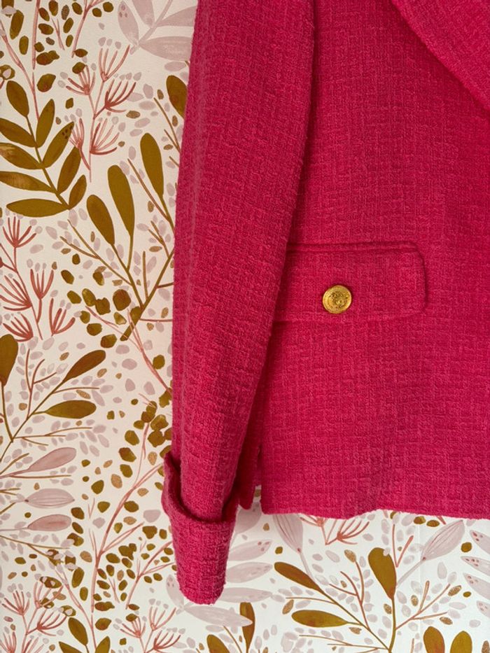 Veste blazer en tweed Zara rose chic - photo numéro 3
