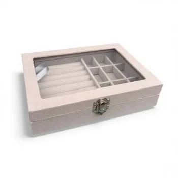 Boîte à Bijoux Gris 20x4.5 cm Neuf