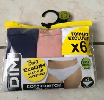 Lot de 6 slips Pockets Ecodim Dim T 40/42 neufs dans emballage