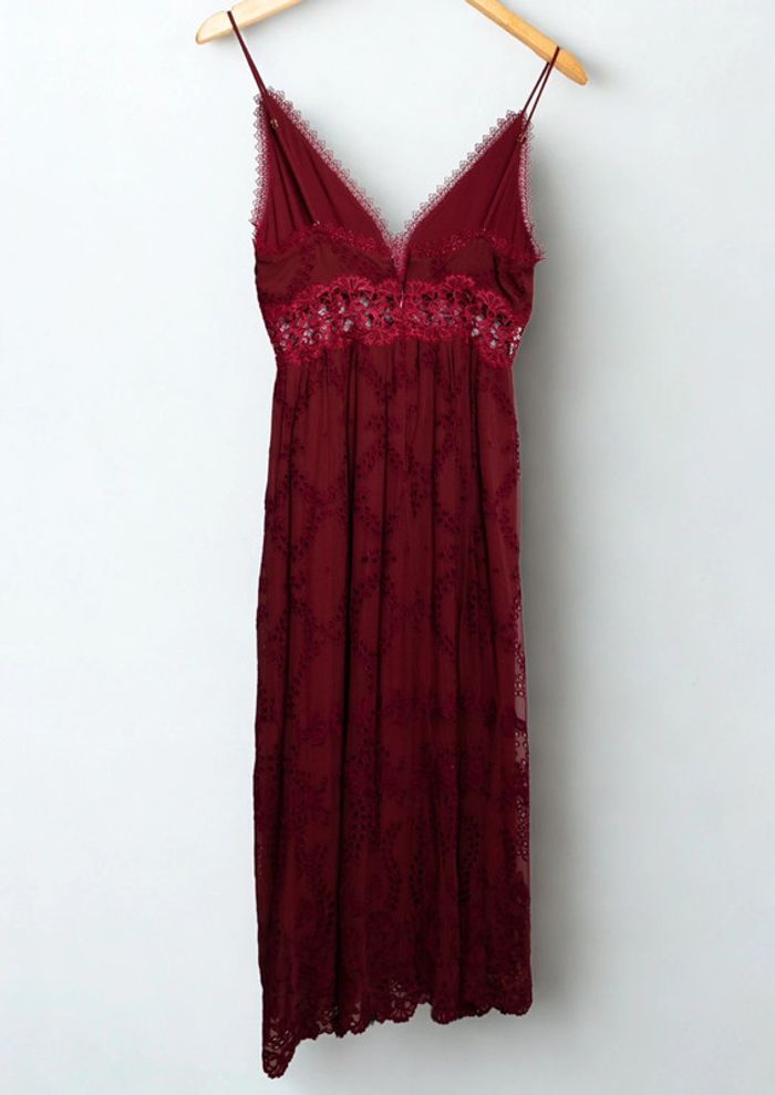 Robe rouge en broderie anglaise et dentelle• Red eyelet lace dress Zimmermann Taille 34 - photo numéro 8