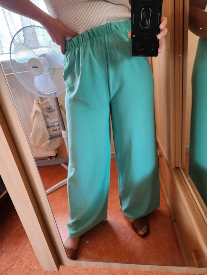 Pantalon à jambes larges / palazzo turquoise TU 36/40 - photo numéro 2