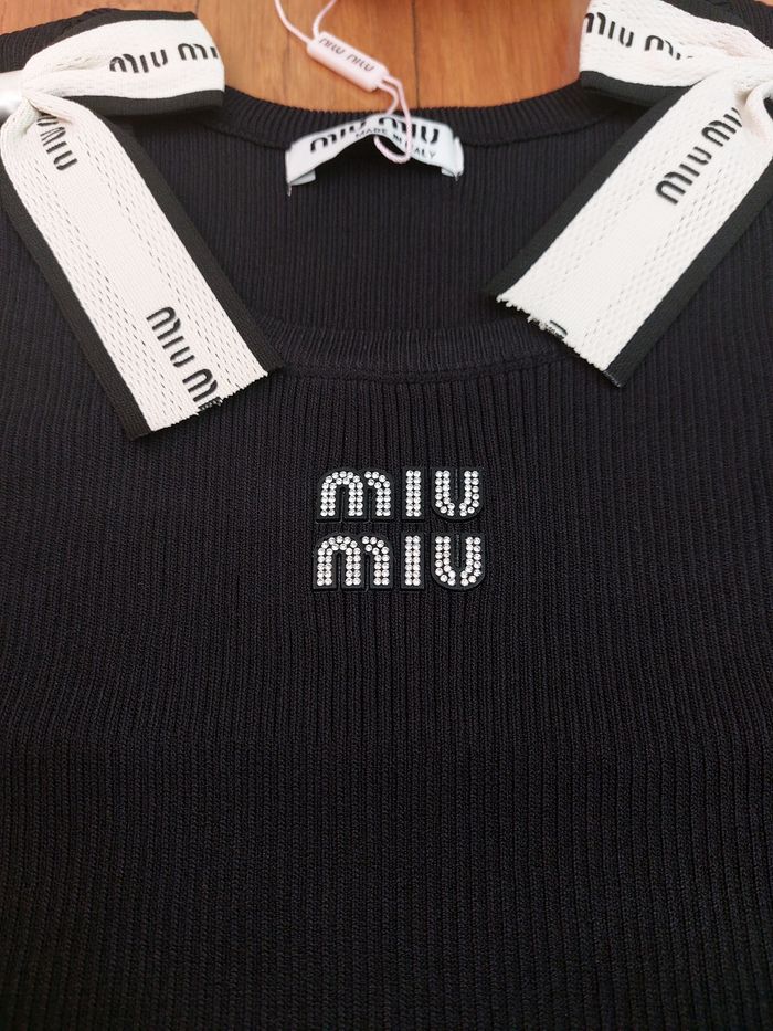 Top Miu Miu noir à nœuds blancs – Neuf avec étiquette - photo numéro 3
