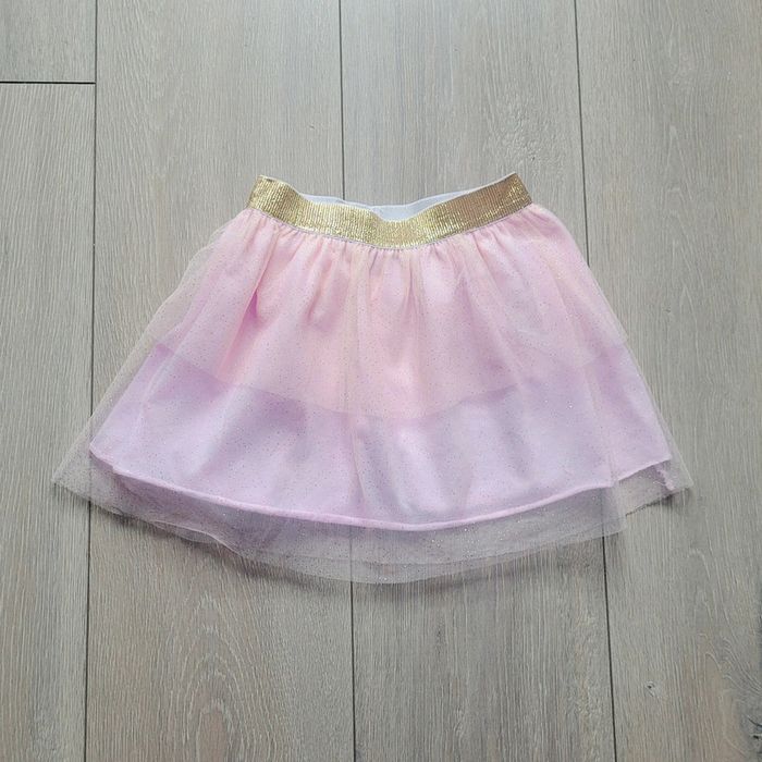Jupe en tule et tissu rose et pailleté or. Fille 2 ans. Marque Disney