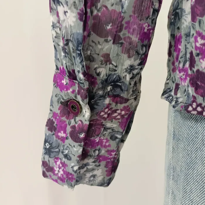 Chemise fluide à fleurs violettes Betty Barclay, coupe longue, légère, taille 36 A1223 - photo numéro 10