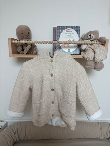 Gilet à capuche en maille doublé sherpa 12 mois