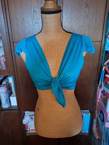 Boléro top bleu pailleté L vintage