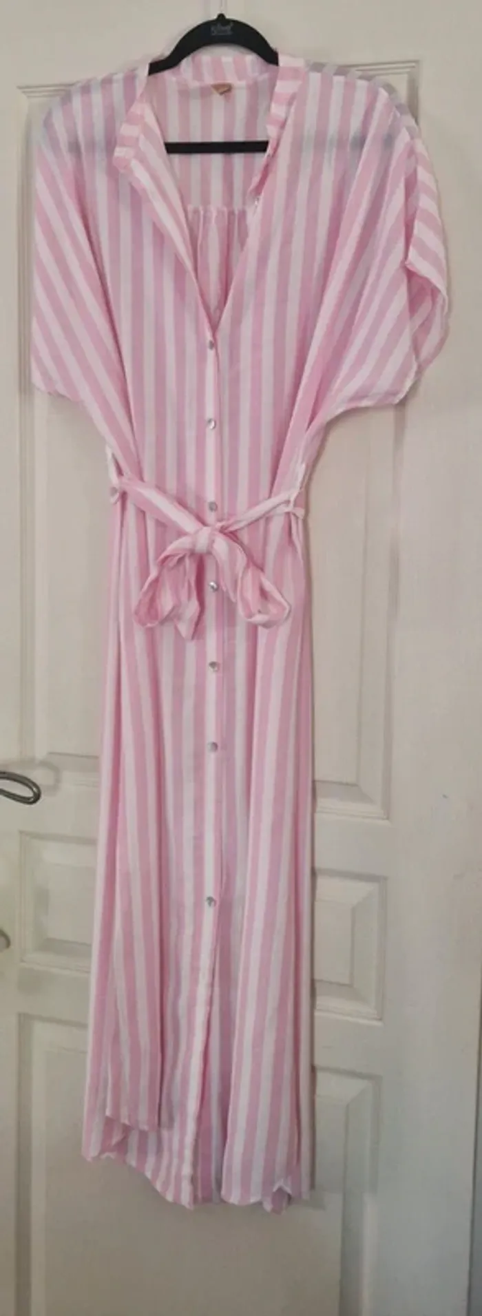 Robe chemise Zeta Otto rose et blanc - photo numéro 3
