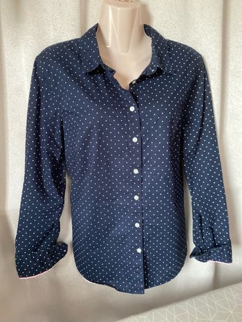 Chemisier ml coton bleu marine pois blancs 42 H&M