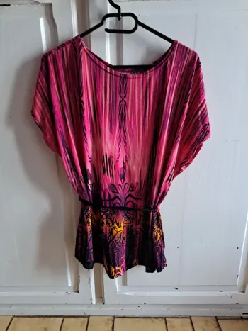 Blouse manche courte rose taille unique