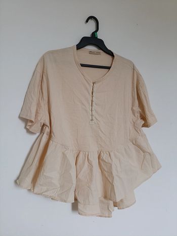 Blouse ample beige à basque Zara, taille S
