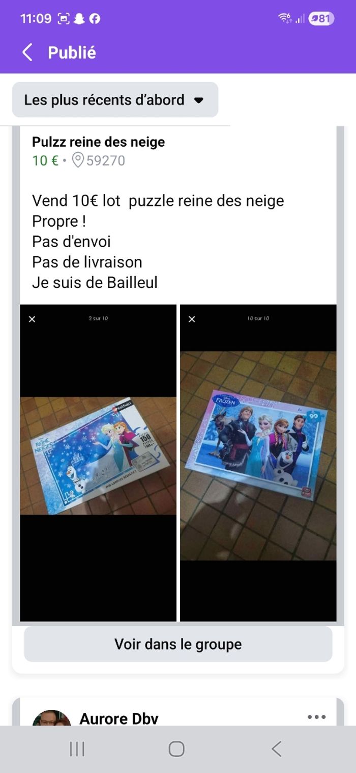 Puzzle reine des neiges