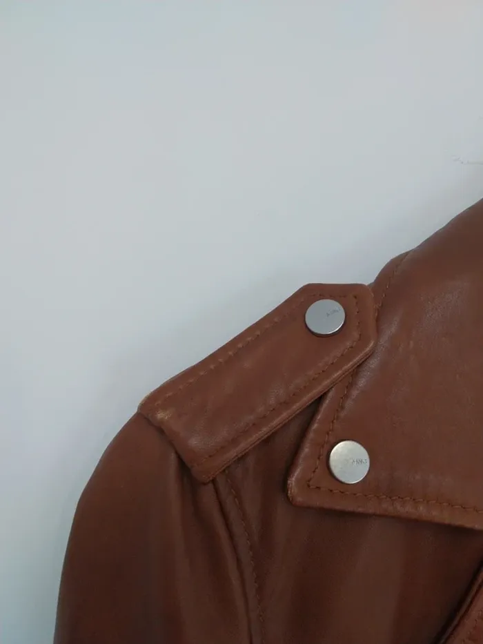 Perfecto camel en cuir Mango S - photo numéro 8