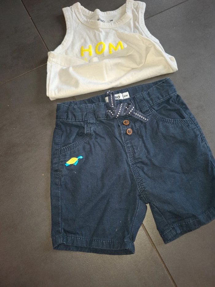 Ensemble débardeur short Gemo 6 mois - photo numéro 4