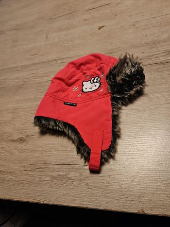 Bonnet polaire rose Hello Kitty, avec fourrure, H&M, taille 3 à 6 ans, nickel