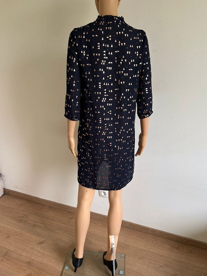 Robe bleue marine et dorée avec manches 3/4 Cache Cache taille 34 jamais portée - photo numéro 9