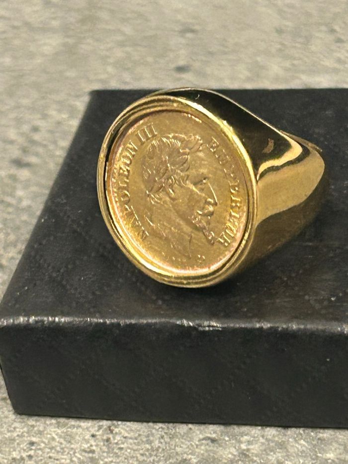 Bague Pièce 10 Francs Napoléon III doré à l’or fin - photo numéro 3