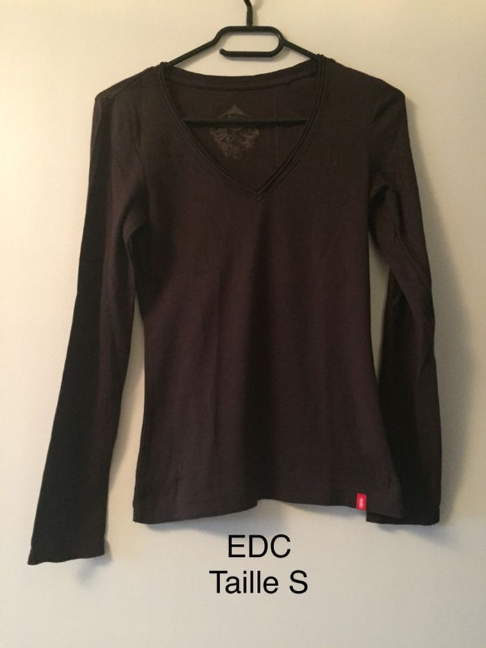 T-shirt manches longues marron EDC by Esprit Taille S
