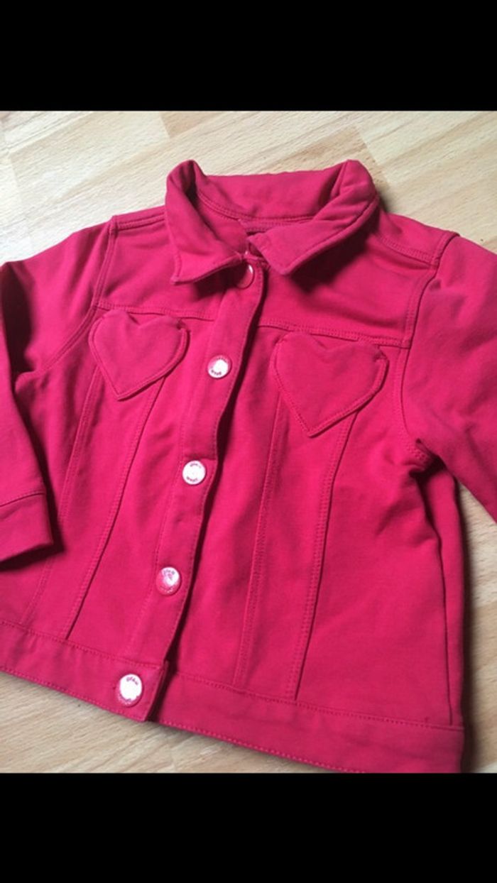 Veste été rose fille à pression et poche en cœur DPAM 24 mois